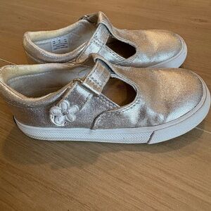 Kids Keds Silver Shoes with Flower Detail
